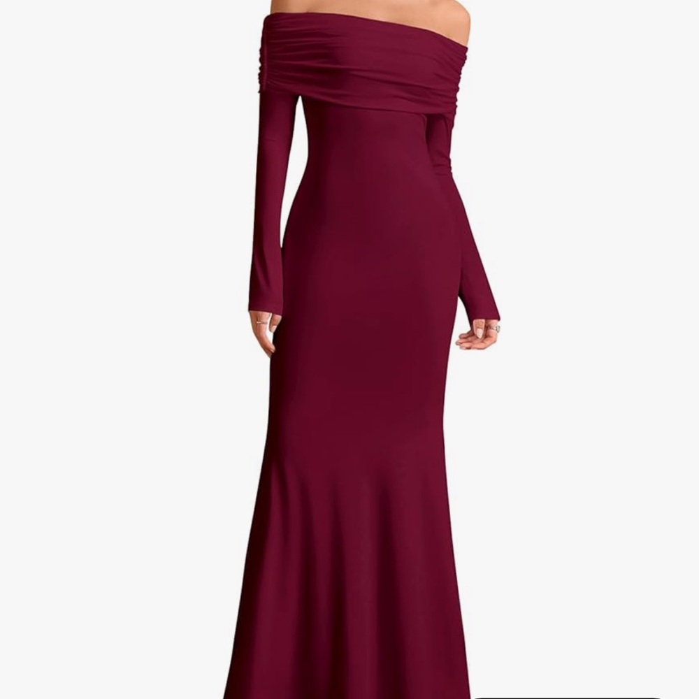 Elegant Off-Shoulder Burgundy Dress